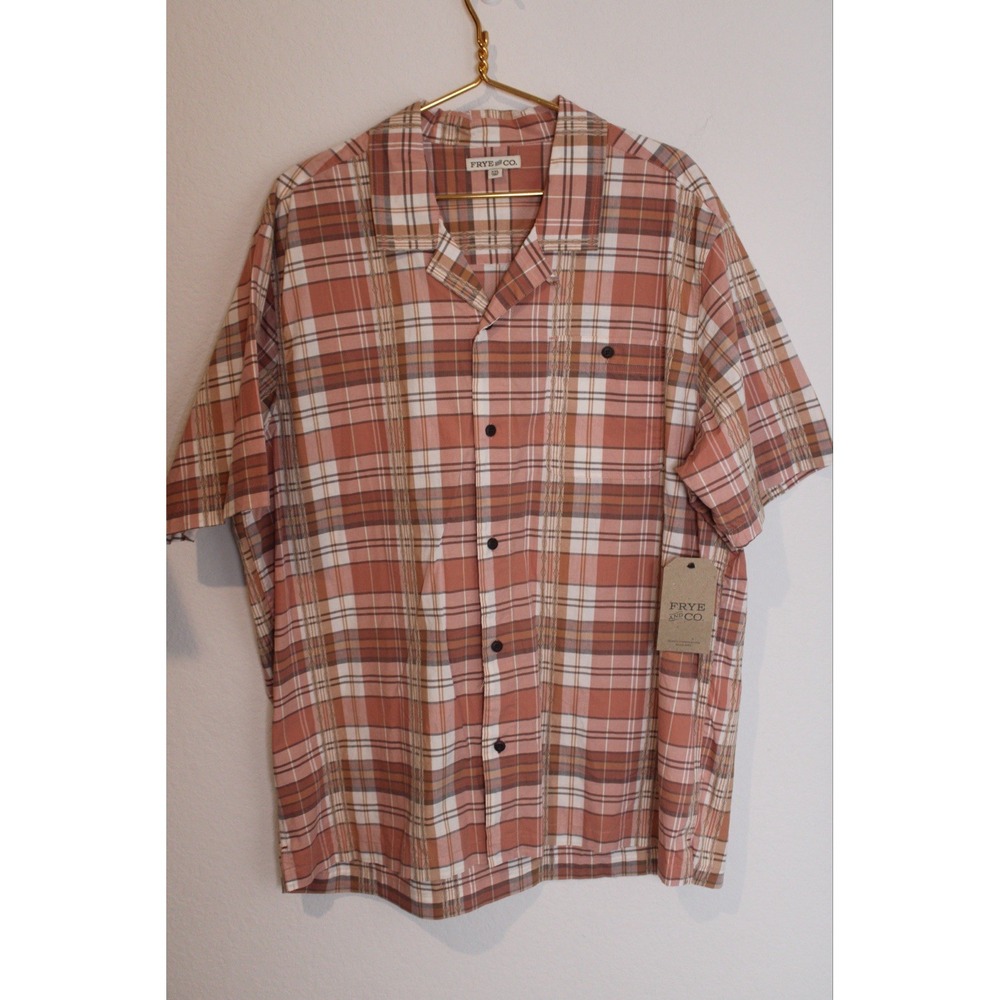 NWT Frye & Co. Mens Short Sleeve Plaid Button Up Shirt - Size‎ XXL